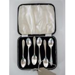 A cased set of six silver teaspoons