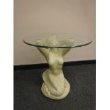 A contemporary lamp table modeled as a mermaid