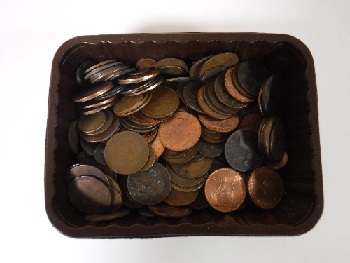 Two tubs of pre decimal British coins including Georgian pennies, half pennies, threepenny pieces,