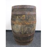 An oak coopered barrel