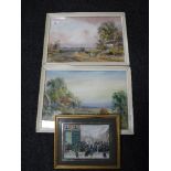 E Nevil : A pair of watercolours depicting landscapes, signed, framed,