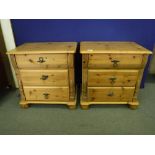 A pair of pine bedside chests