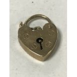 A 9ct gold heart padlock pendant