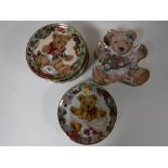 A set of six Franklin Mint Teddy collector's plates and a further Franklin Mint Heirloom