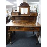 A late 19th century mahogany and walnut dressing table