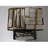 A quantity of boxed Sheffield plate table cutlery