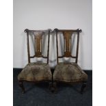 A pair of Victorian inlaid mahogany bedroom chairs