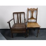 A mahogany hall chair,