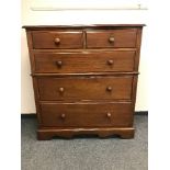 A Victorian mahogany five drawer chest,