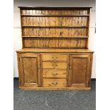 A Victorian pine farmhouse dresser, width 187.