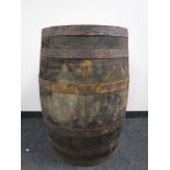 An oak coopered barrel