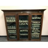 A Victorian and later triple door glazed display cabinet "Irish Linen",