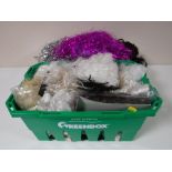 Two boxes containing assorted wigs