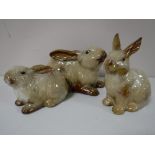 Three studio pottery rabbit figures (3)