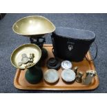 Set of kitchen scales and assorted weights,