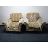 A pair of Parker Knoll armchairs in striped fabric