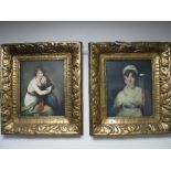 A pair of gilt framed Great Master prints 'portrait of Miss Biddons' and 'Madame Le Brun and Her
