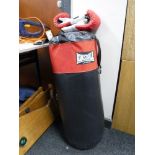 A Lonsdale punch bag with gloves