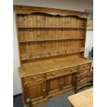 A large pine kitchen dresser,