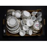 A box of Marlborough Autumn Vine tea and dinner ware and a Tower Pottery tea service