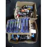 Three boxes of Marvel X Men figures, boxed die cast vehicles, Beats Bopit, leads,