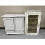 A painted Victorian corner cabinet and TV cabinet