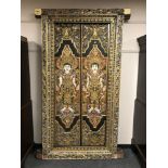 An impressive and fine 19th century Chinese gilded and polychrome double panelled door window frame,