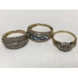 Three 9ct gold diamond set rings CONDITION REPORT: Going from left to right in the