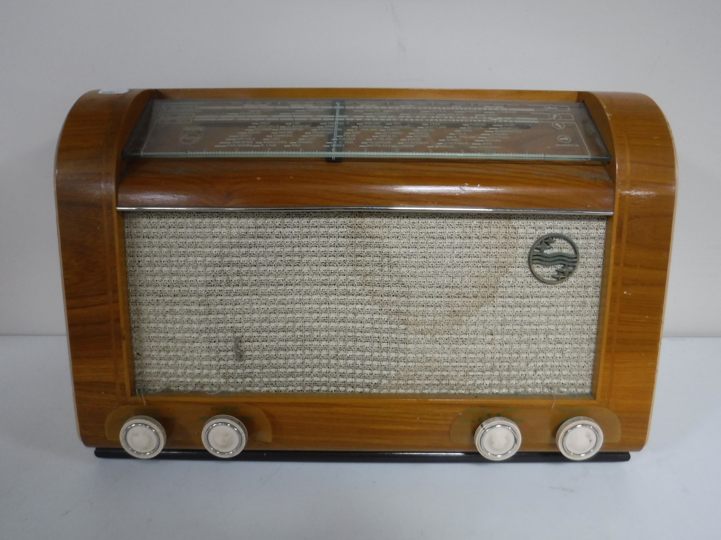 A mid 20th century walnut cased Philips valve radio.