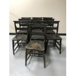 A set of ten church prayer chairs