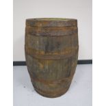 A coopered oak barrel