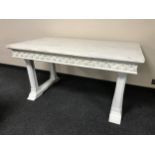 A painted white Gothic style refectory table