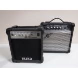Two miniature guitar amps
