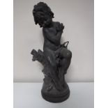 A late 19th century spelter figure of a cherub (a/f)