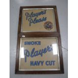 Two Edwardian oak frames containing Players cigarette advertising