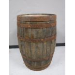 A coopered oak barrel