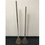 Two Victorian copper poss sticks