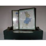 A box of seven framed Beatrix Pottery nursery prints