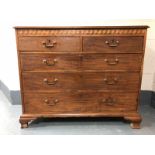 A George III inlaid mahogany secretaire chest, width 93 cm.