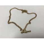 A 9ct gold Albert chain with T-bar CONDITION REPORT: 7.