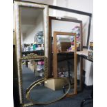 Five assorted framed mirrors