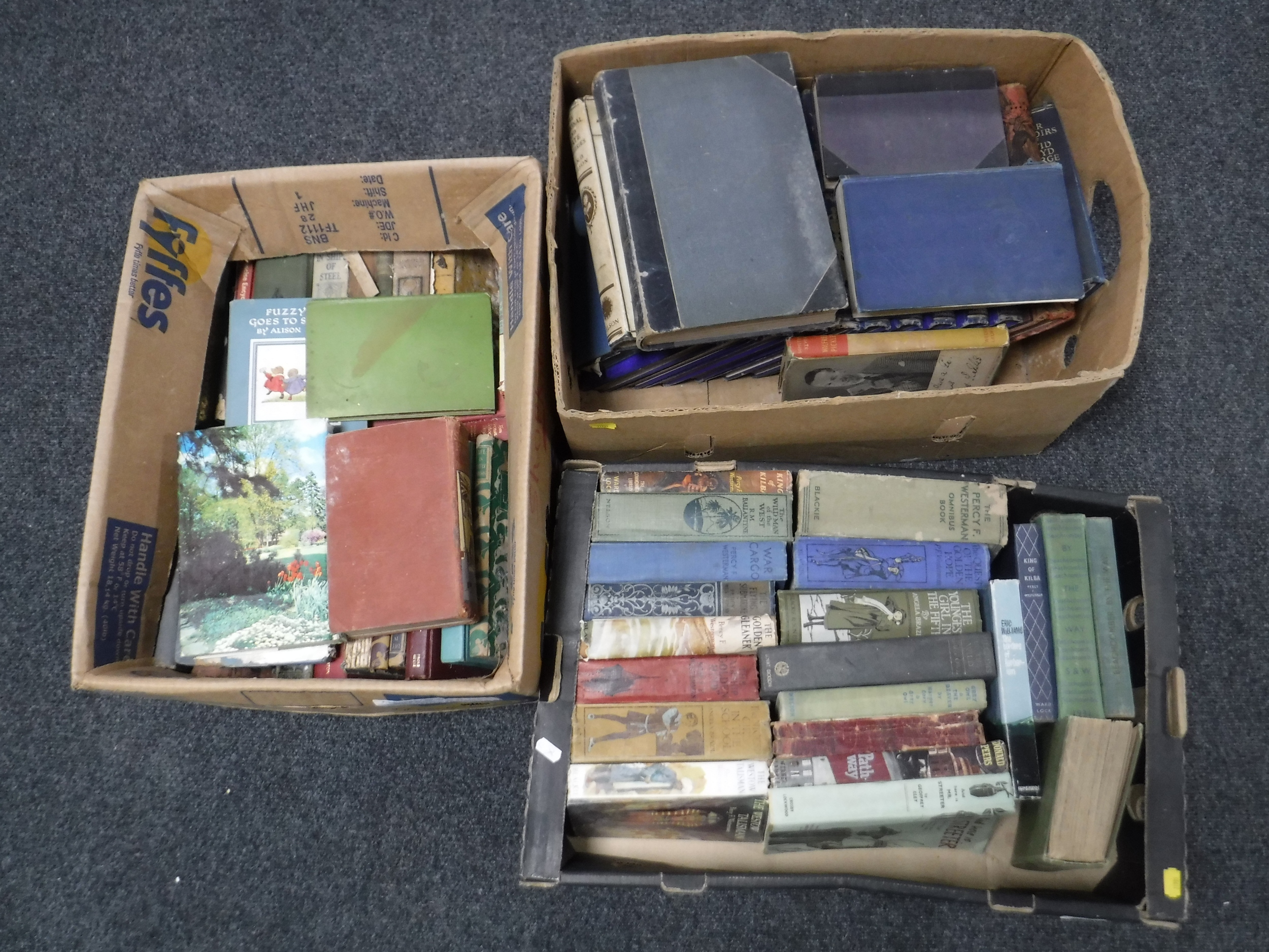 Three boxes of 20th century children's books, novels,