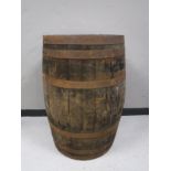 A coopered oak barrel