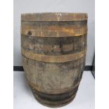 A coopered oak barrel