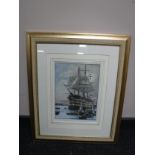 A framed Charles Wyllie print - The training Ship St.