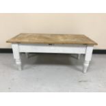 An antique pine coffee table