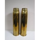 Two large brass ammunition shell cases - HMS Newcastle