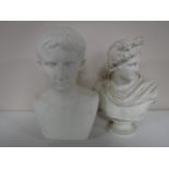 Two Parian busts of Roman emperors, a/f. CONDITION REPORT: Condition very poor.