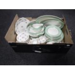 A box of part Palissy dinner service together with New Chelsea tea service
