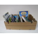 Four boxes containing children's books, Pride and Prejudice, antique volumes,